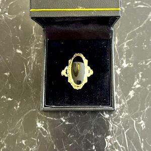 Gold filled genuine onyx ring